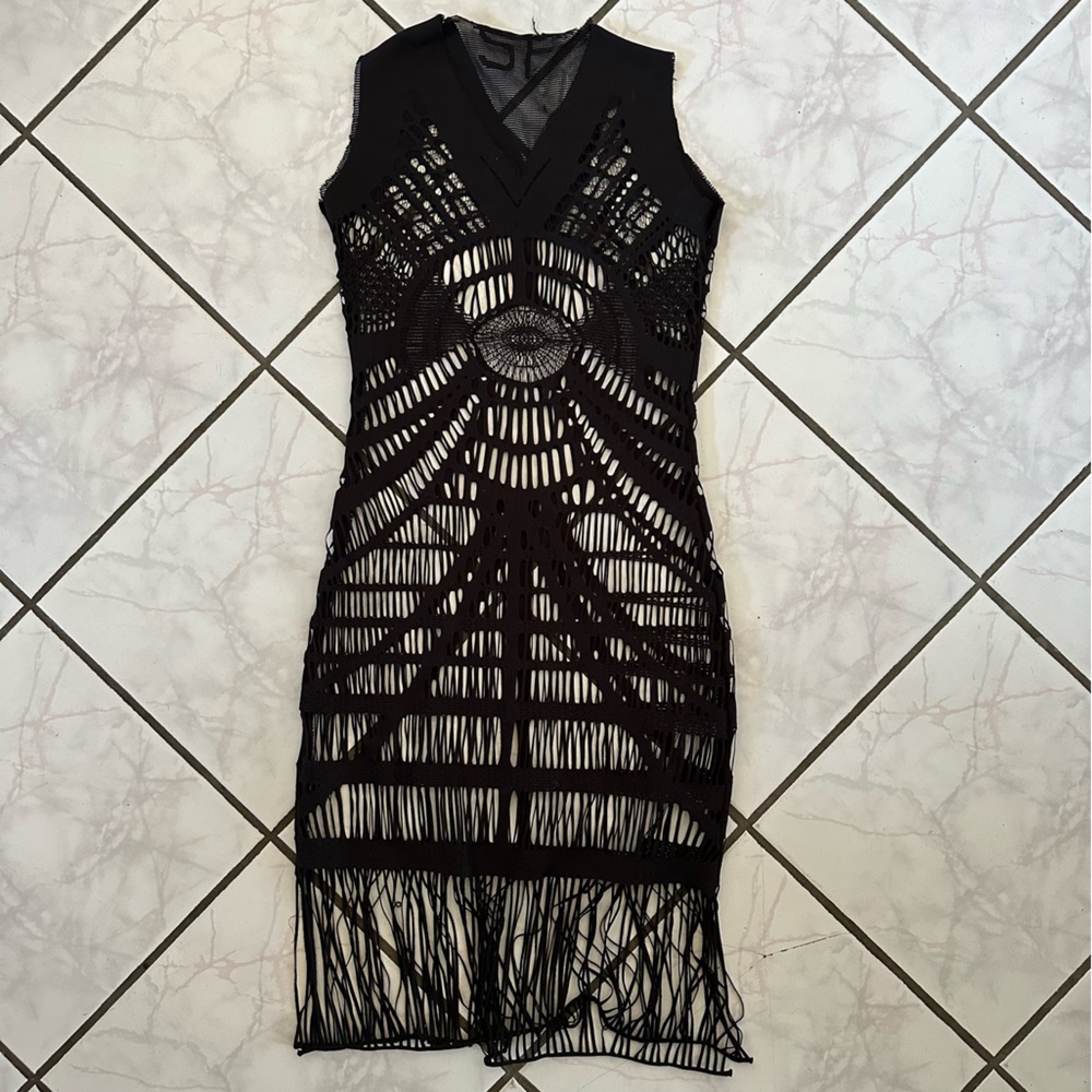 Designer mesh black dress